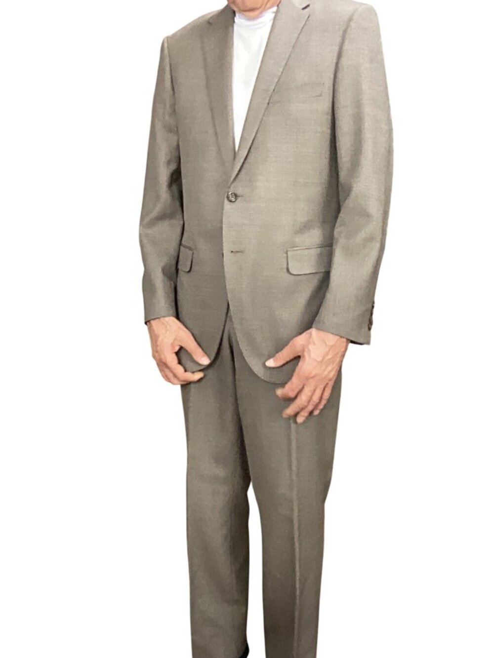 Bartorelli Napoli Mens Light Gray Two-Piece Suit - Classic Fit Size 44L Wool Ble